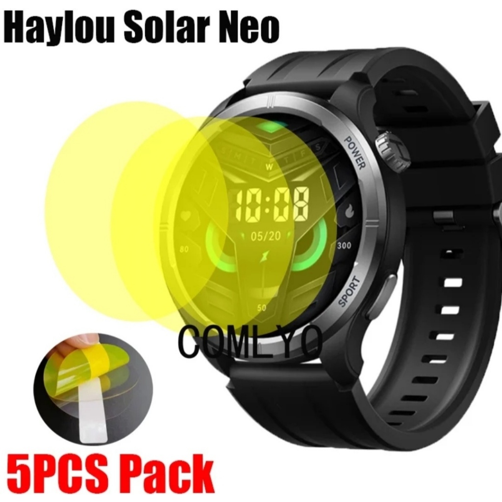 Kit 5 Película Protetora Smartwatch Haylou Solar Neo Redondo Protetor De Tela Haylou Solar Neo