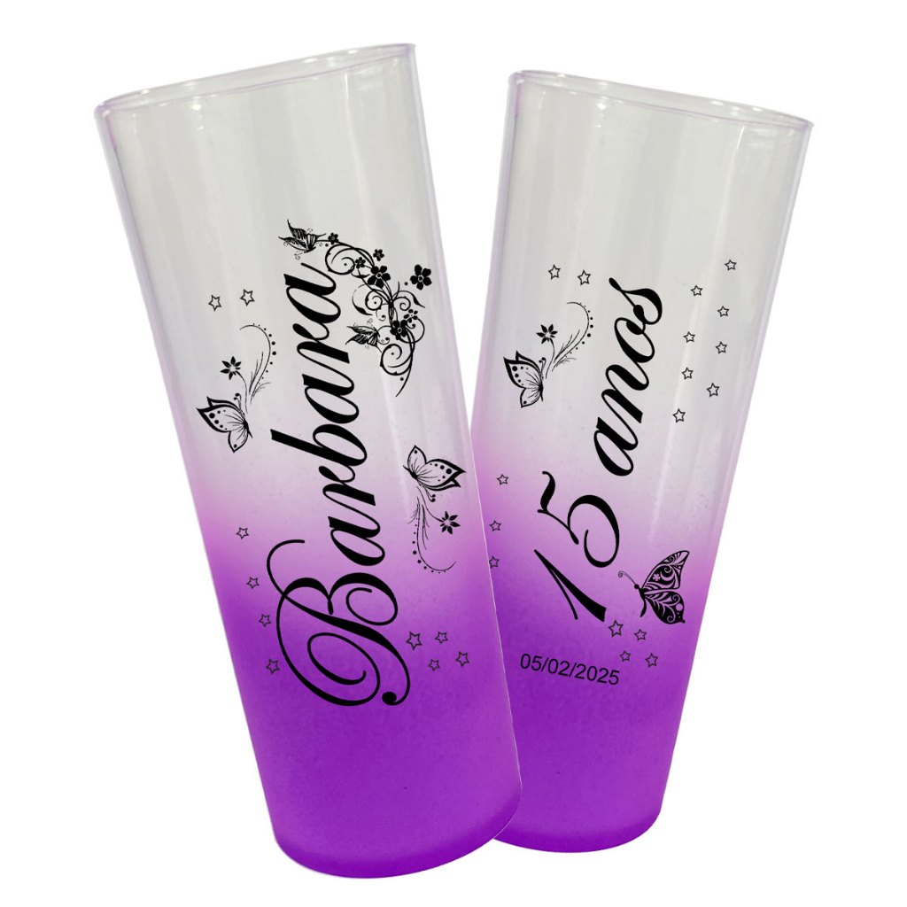Kit 30 Copos Long Drink Degradê 330 ml Personalizados