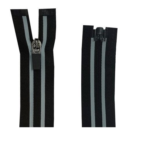 10 Pecas Zíper Nylon Fitness - Invisível - Destacável - Nº3 - Preto C/Refletivo - Cursor emborrachado