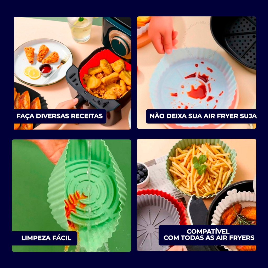 Forma de Silicone 1/2/3 de 19x19 Para Fritadeira e Forno Air Fryer Flexível Com Alça · foto 2