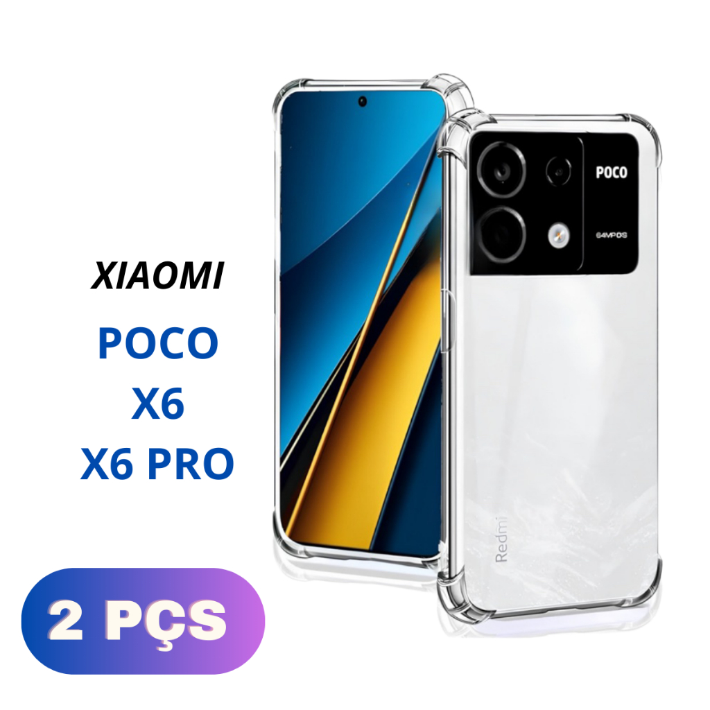 Kit 2 Capinha Transparente Silicone Anti Impacto Poco X6 / X6 Pro