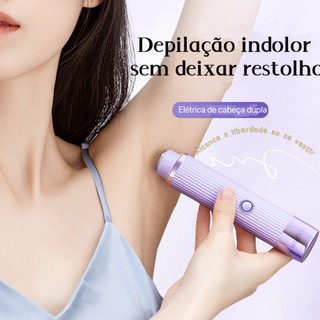 Depilador elétrico manual compacto para homens ou mulheres com carregamento usb 2 cabeças…