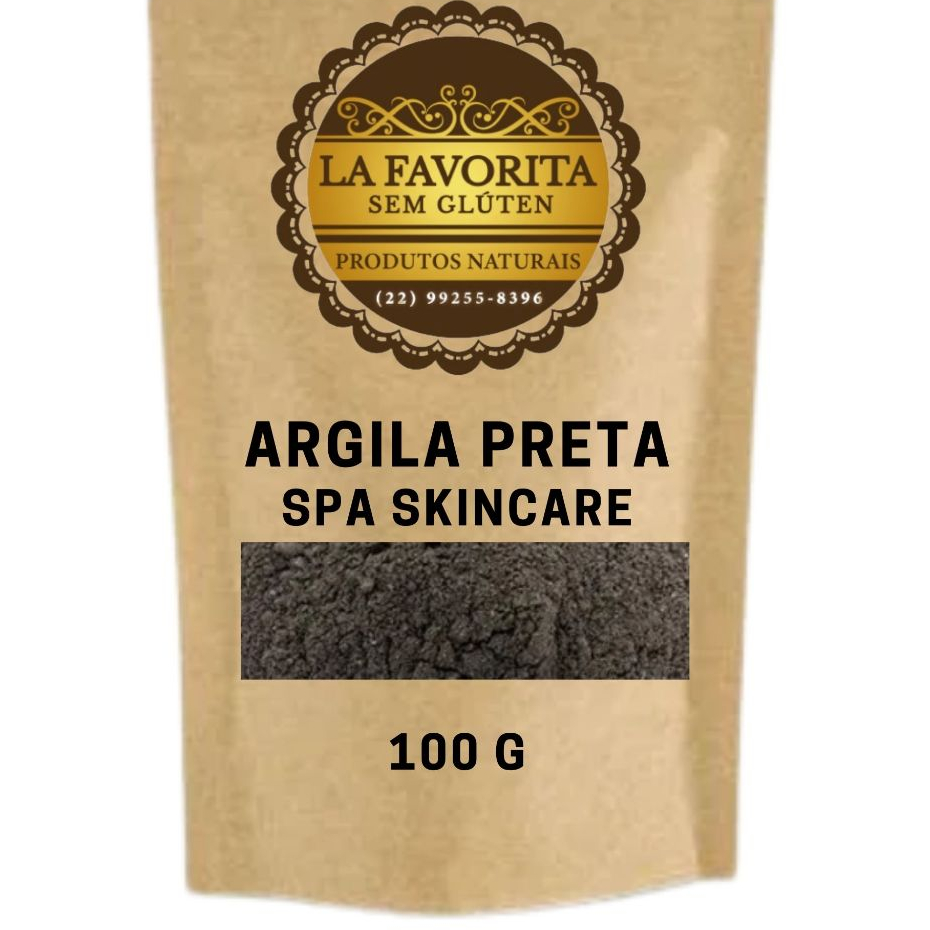 Argila Preta em Pó para máscara facial e couro cabeludo e corpo - 100 G - 200 G - 500 G - La Favorita Sem Glúten