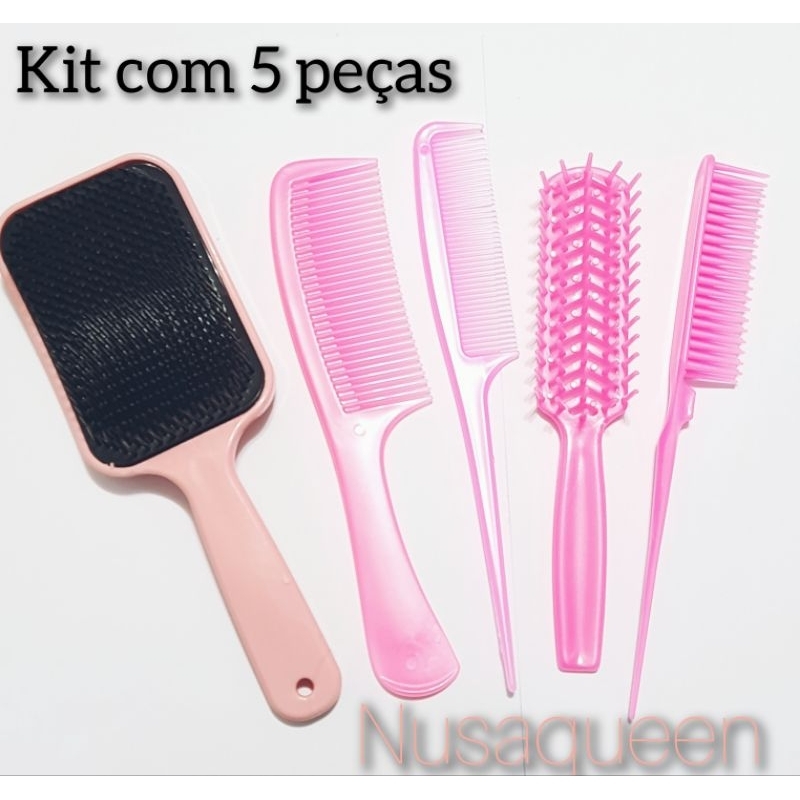 kit com 5  Peças de Pentes e Escovas acessórios para desembaraçar os cabelo em Oferta na Shopee