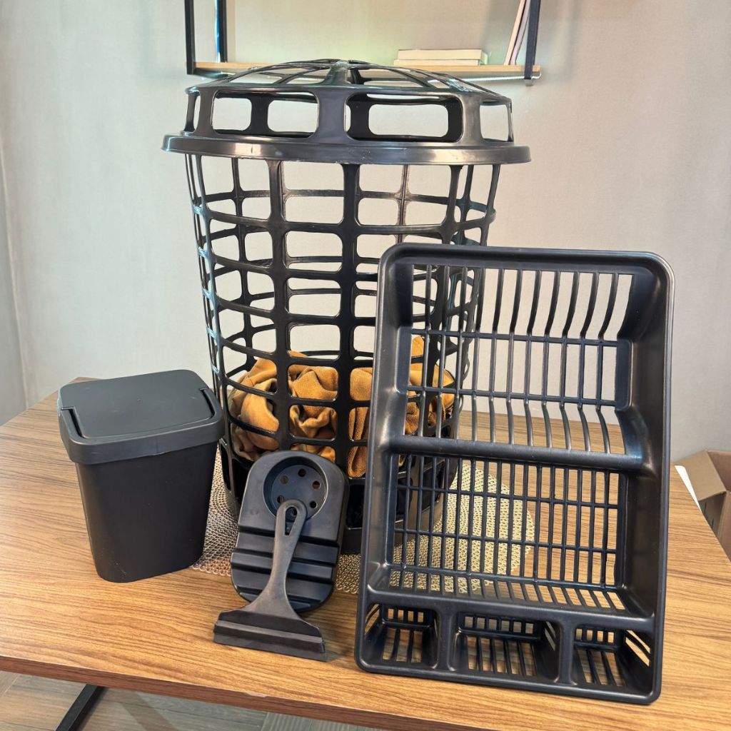 Conjuto Cesto 60 Litros Escoredor De Louça Lixeira De Pia 4,8 Litros, Porta Detergente Com Porta Esponja e Rodinho De Pi em Oferta na Shopee