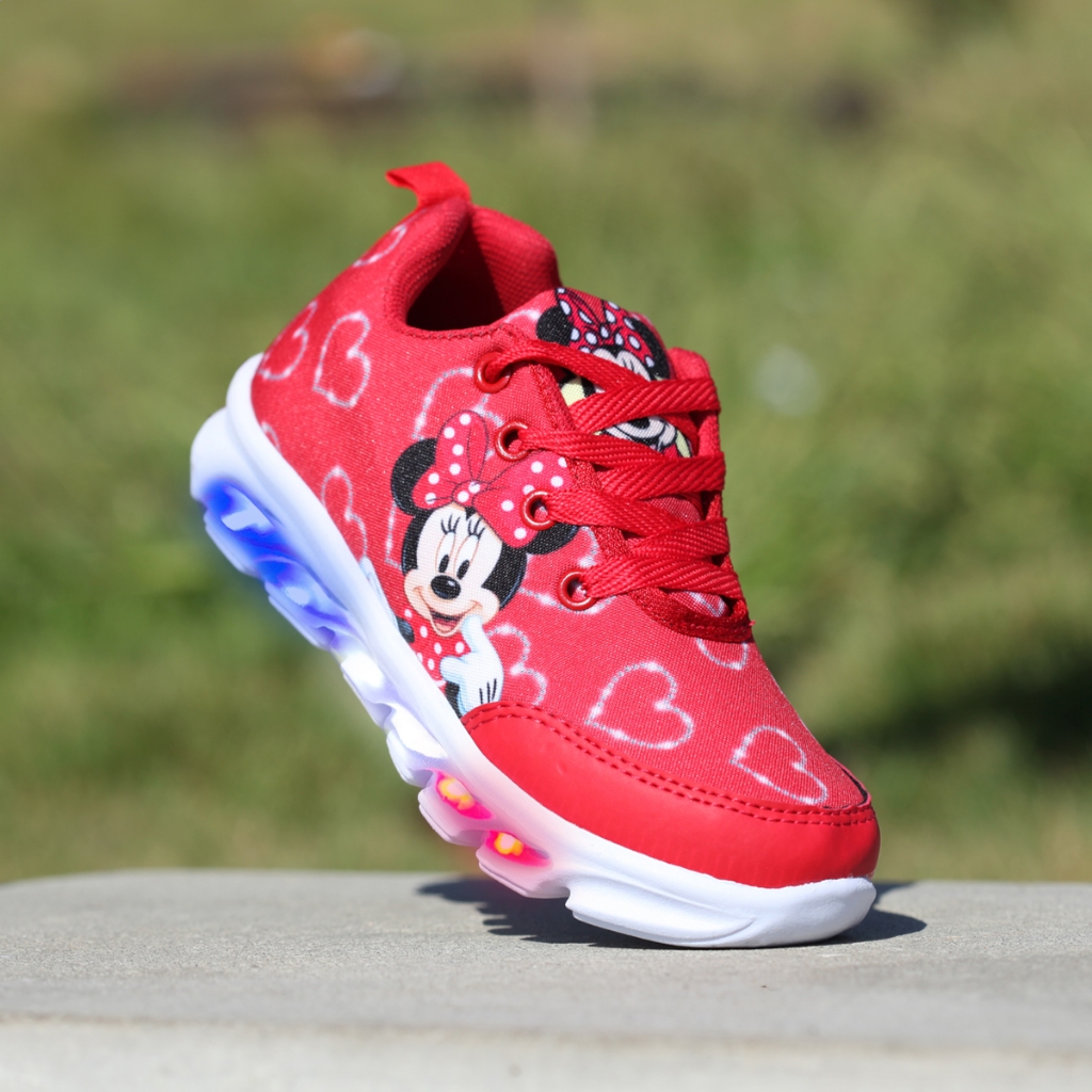 Tênis Infantil Menina Led Minnie Bebê Baby Leve e Confortável