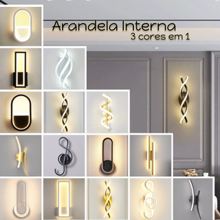 Arandela Interna, Luminária De Parede, Vários Modelos, Led, 3 Cores em 1