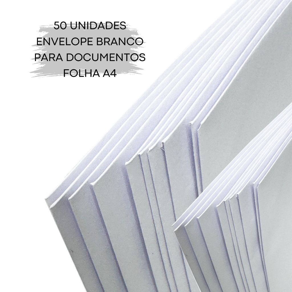 Envelope Branco A4 229x324mm 80g Scryt Pacote com 50, Ideal para Escritório