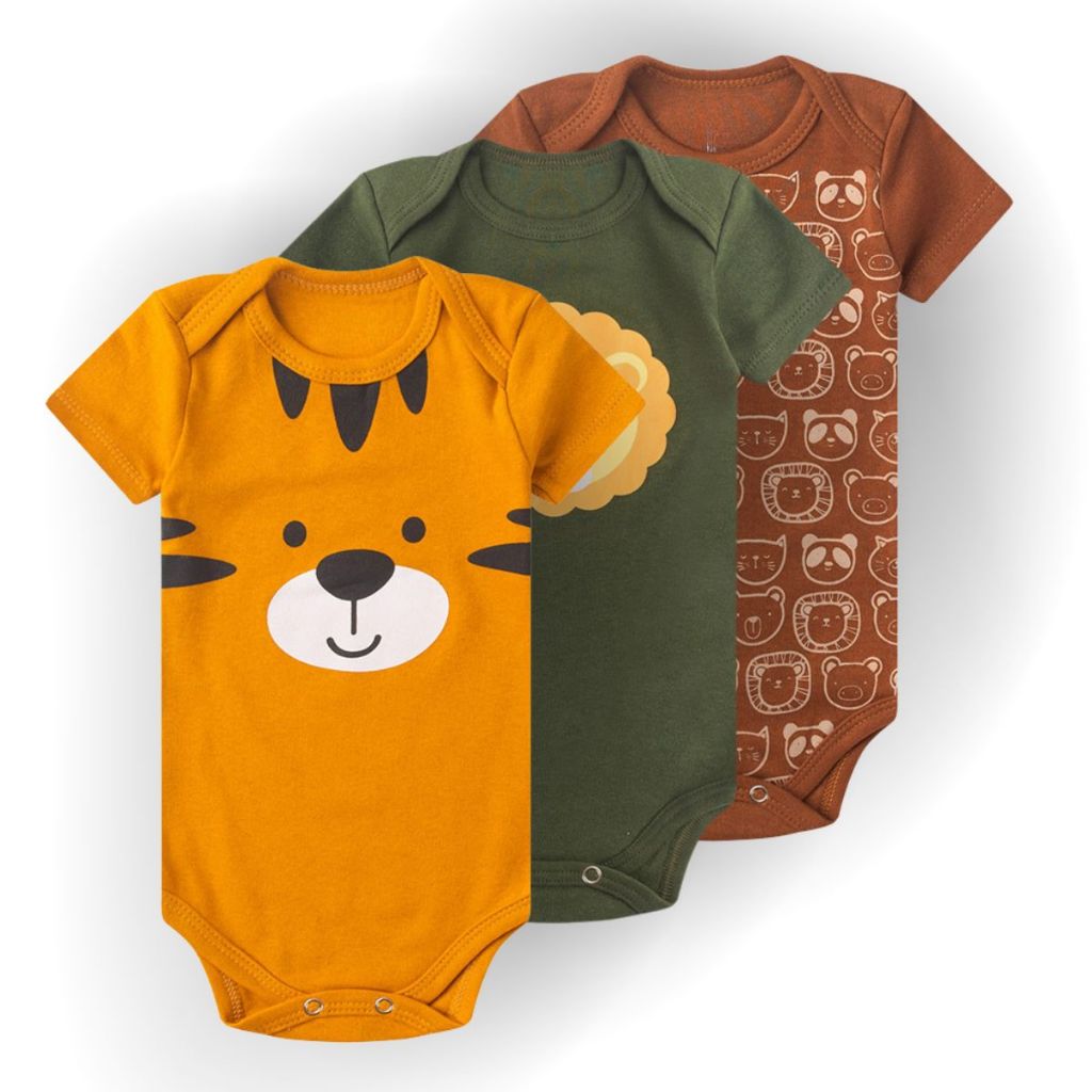 Kit 3 body manga curta Roupa para Bebê100% algodão menino menina