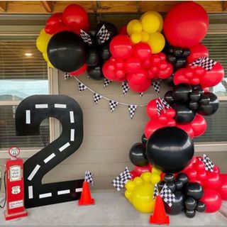 Balão de aniversário kit 133 pçs - Preto + vermelho + amarelo para decoração de Festas. em Oferta na Shopee