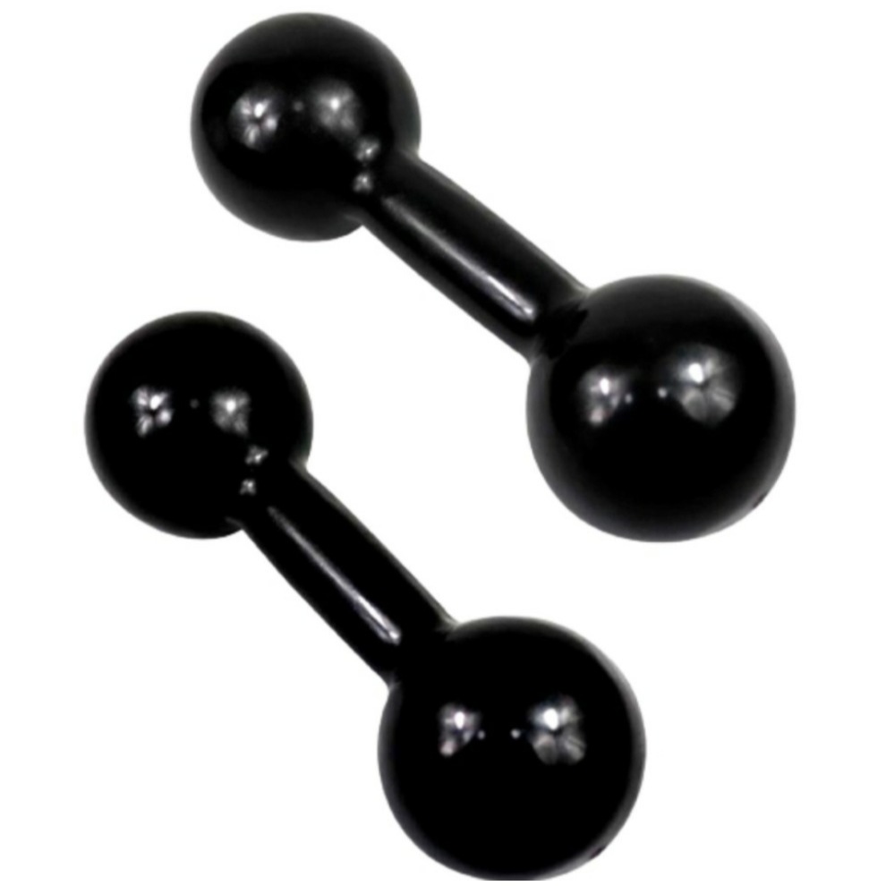 Bola de Peso Par de Halteres 4kg Emborrachado Cor Preta Para Musculação