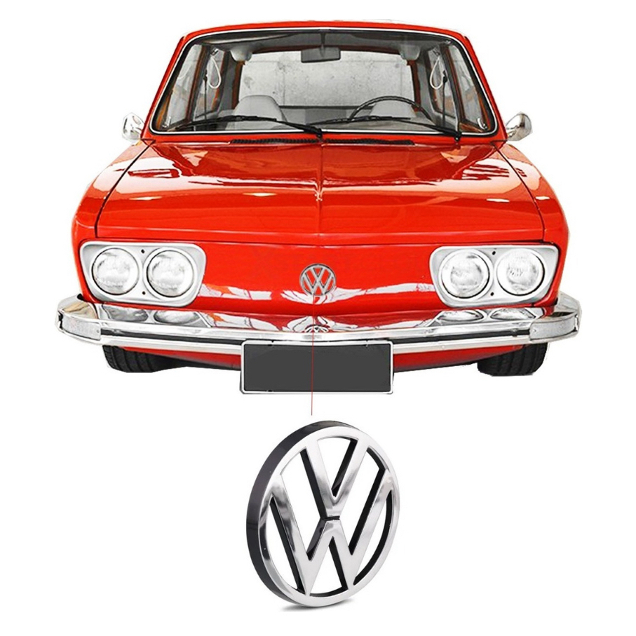 Emblema VW Grade Passati Gol Brasília Peça Cromada Com Encaixes
