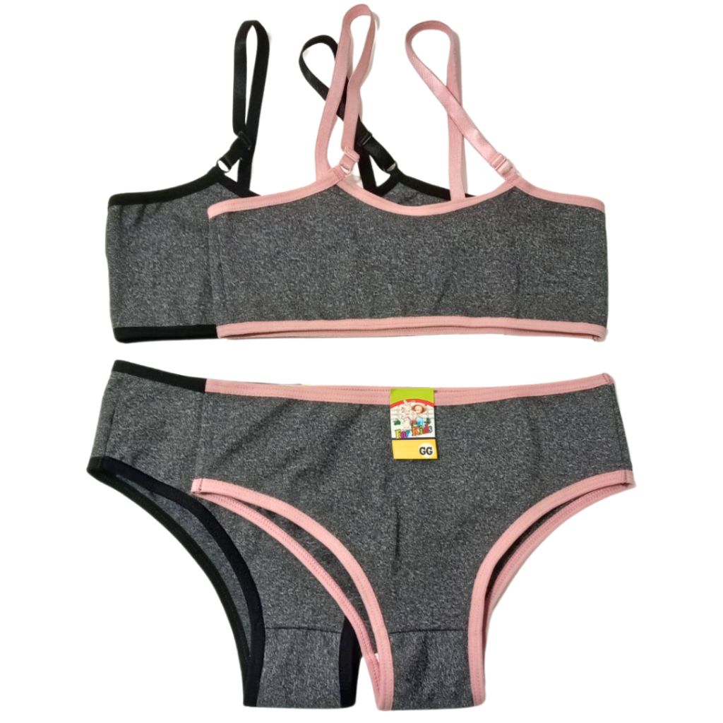 Kit 2 Conjuntos Infantil Feminino Calcinha e Top Alça Regulável Poliéster Mesclado 8 a 12 anos em Oferta na Shopee