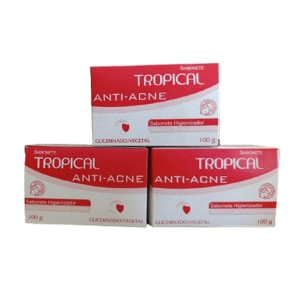 Kit 3 Sabonete Anti Acne em Barra Tropical 100g