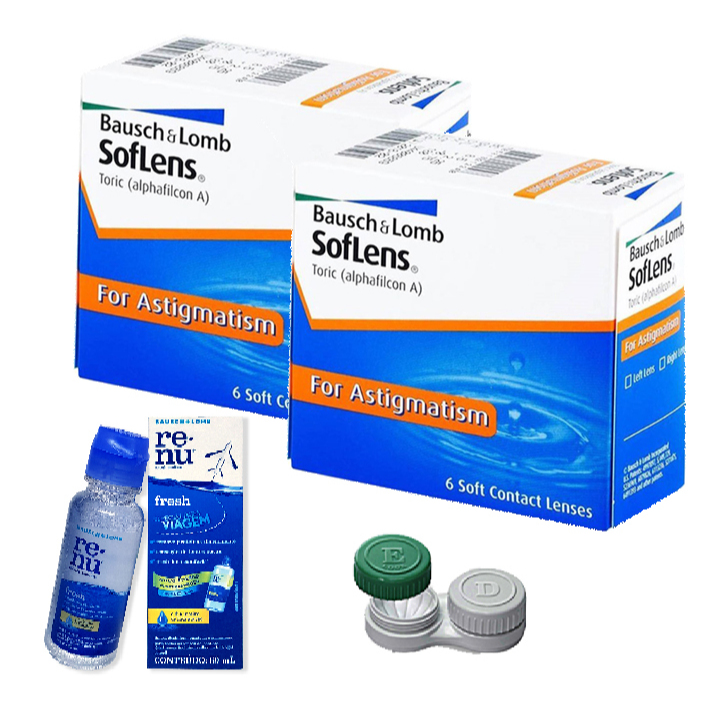 Lente De Contato Bausch + Lomb Soflens 66 Tórica Astigmatismo 02 CAIXAS. + Renu