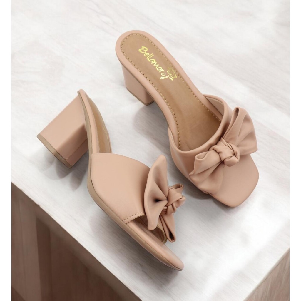 Tamanco Feminino Casual Salto Medio Com Laço Antique,Pink,Preto,Quartzo,Offwhite em Oferta na Shopee