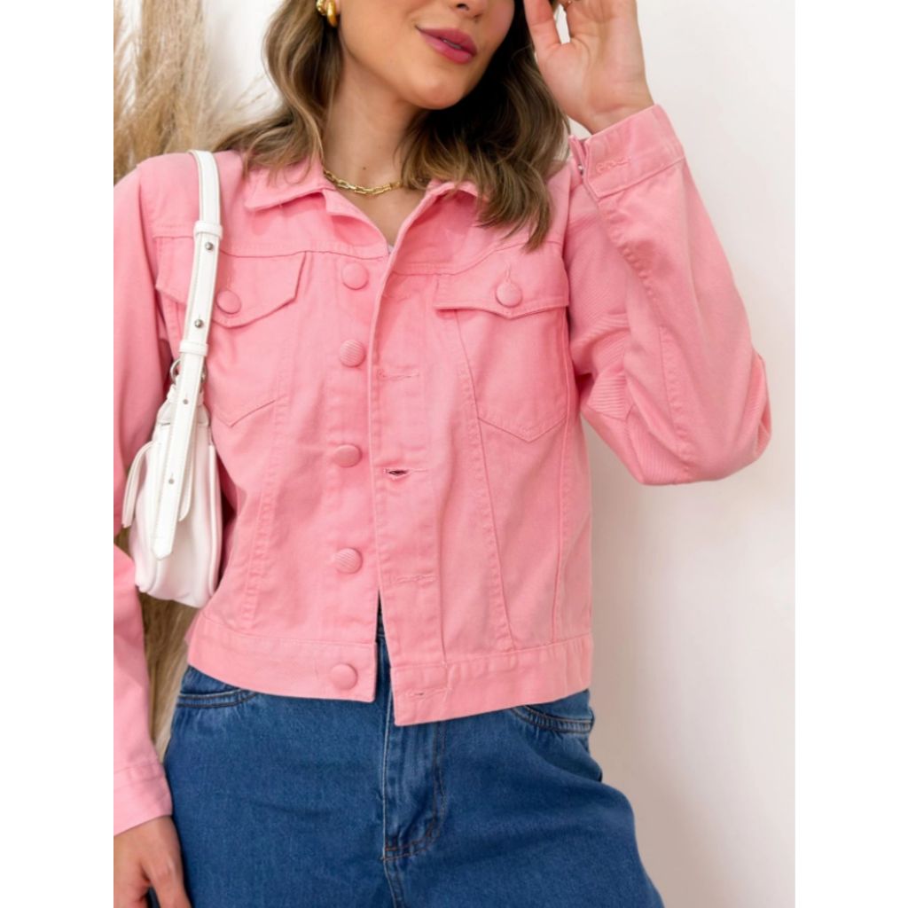 JAQUETA JEANS FEMININA em Oferta na Shopee