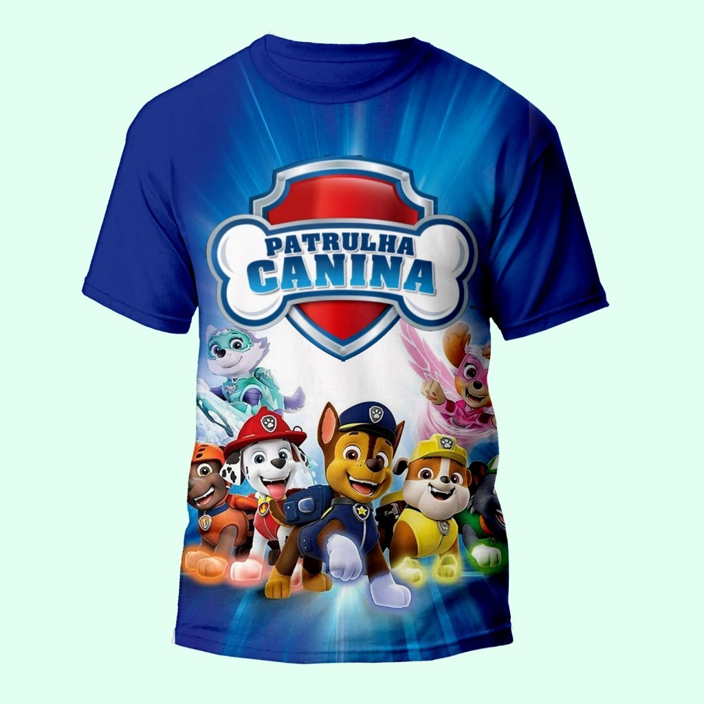 CAMISETA ADULTO/INFANTIL PATRULHA CANINA TURMA AZUL