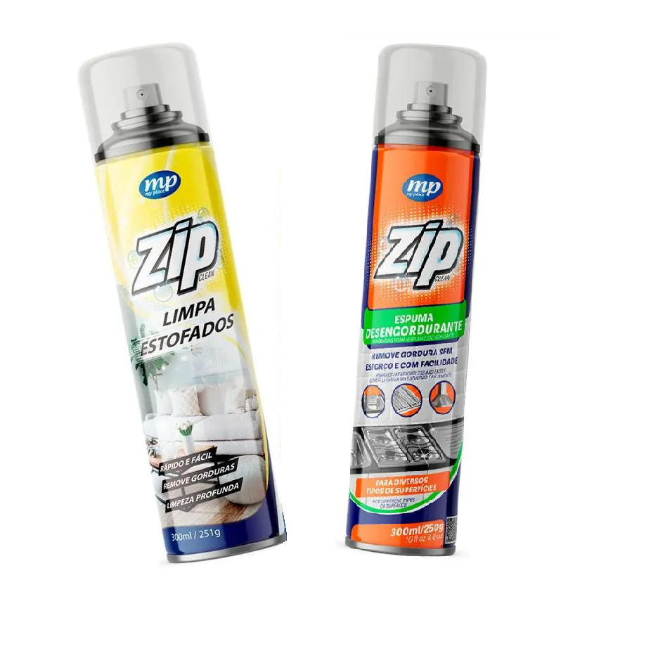 Kit Zip Clean Favoritos Limpa Estofados e Espuma Desengordurante fogao cozinha tapete sofá My Place 300ml