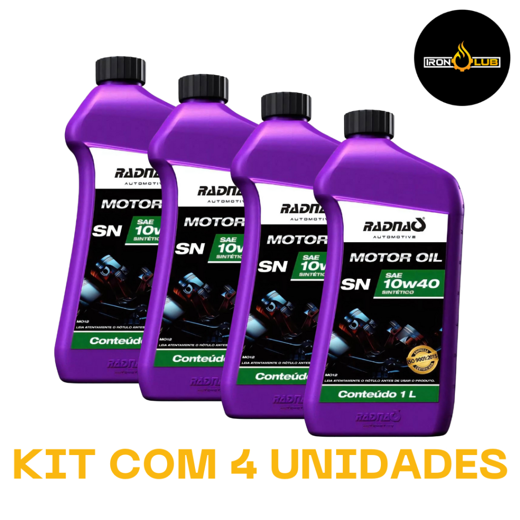KIT 4 LITROS ÓLEO MOTOR OIL RADNAQ 10W40 SINTÉTICO