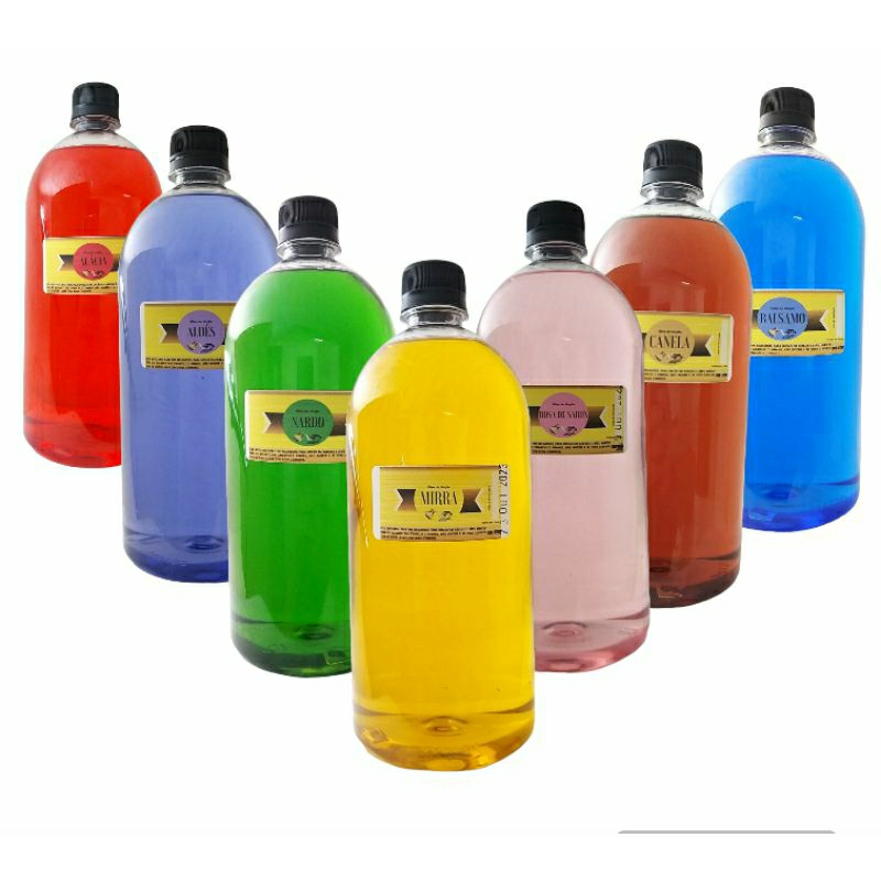 Kit 7 Óleos de Unção - 1 litro cada + 35 flaconetes de 5ml (Mirra, Acácia, Nardo, Balsamo, Canela, Rosas, Aloes)