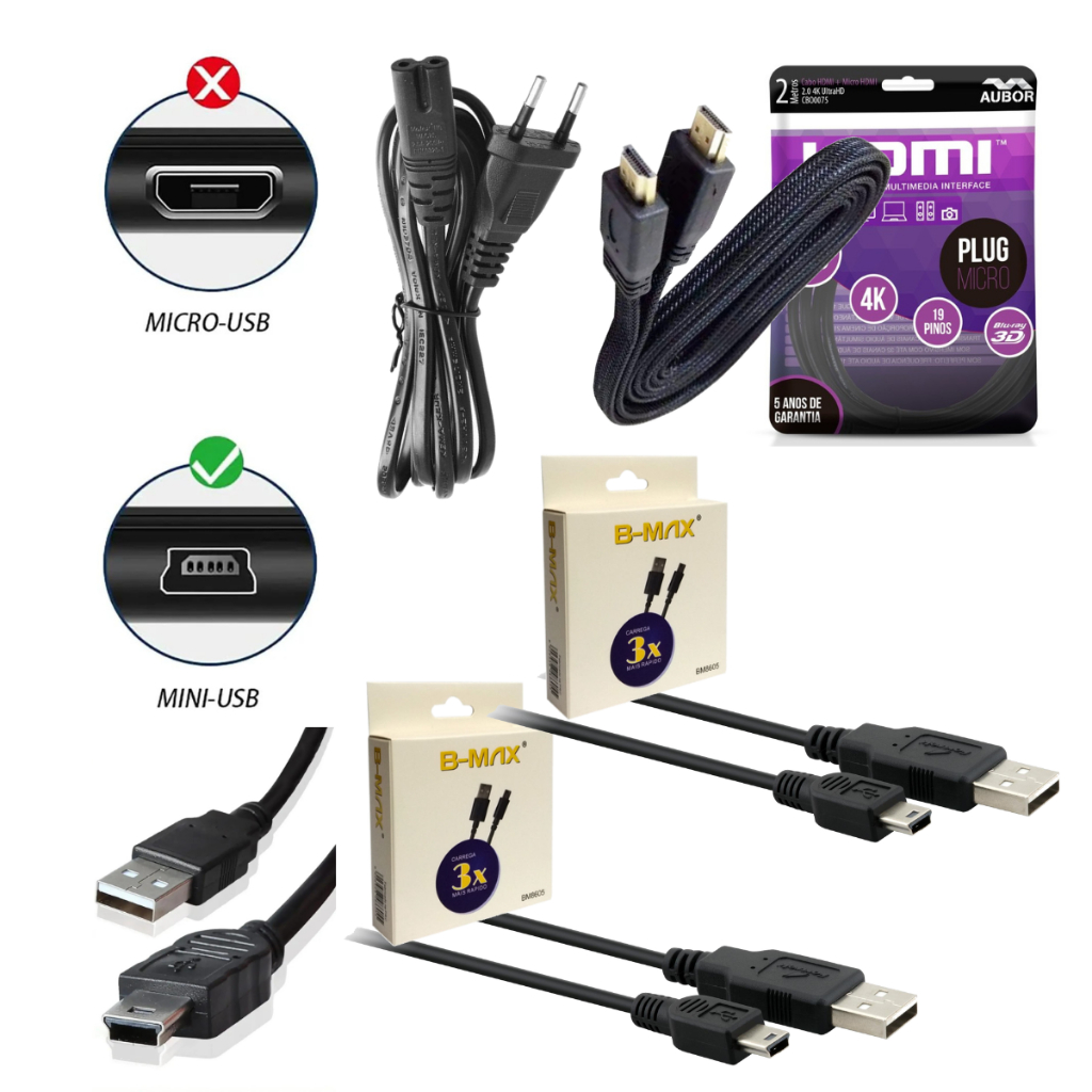 Kit Acessórios Ps3 Cabos Para Consoles Playstation 3 Cabo Força + Cabo HDMI + 2x Cabos V3 Para Controle Ps3 em Oferta na Shopee