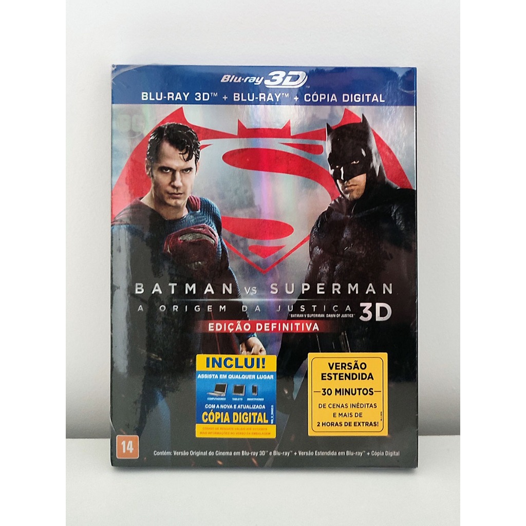 Blu-ray 3D Batman vs. Superman - A Origem da Justiça - Edição definitiva - com luva - 3 discos - DC