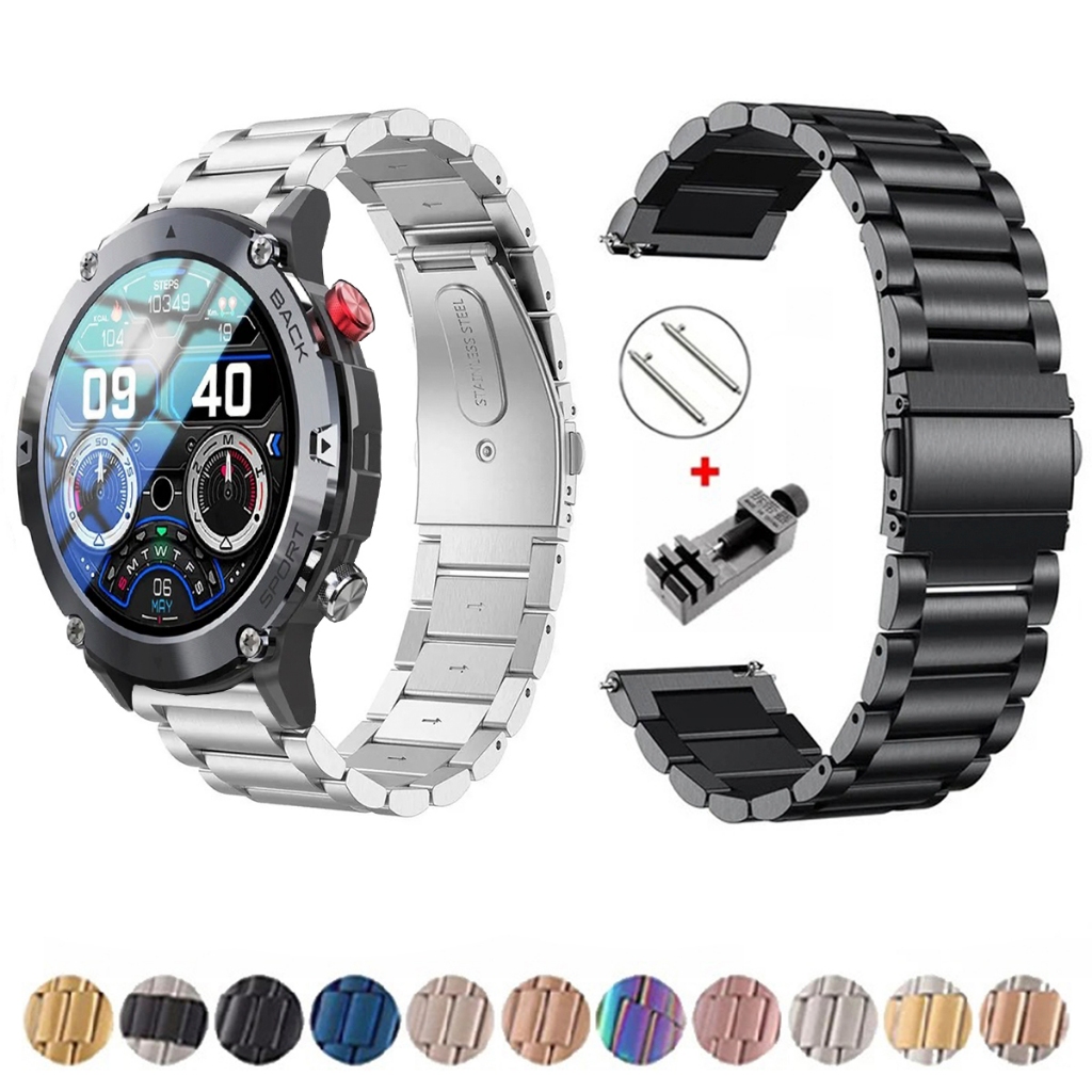 Pulseira de 22mm Metal Elos de aço inox para Carbon Thunderbolt de Engate Rapido