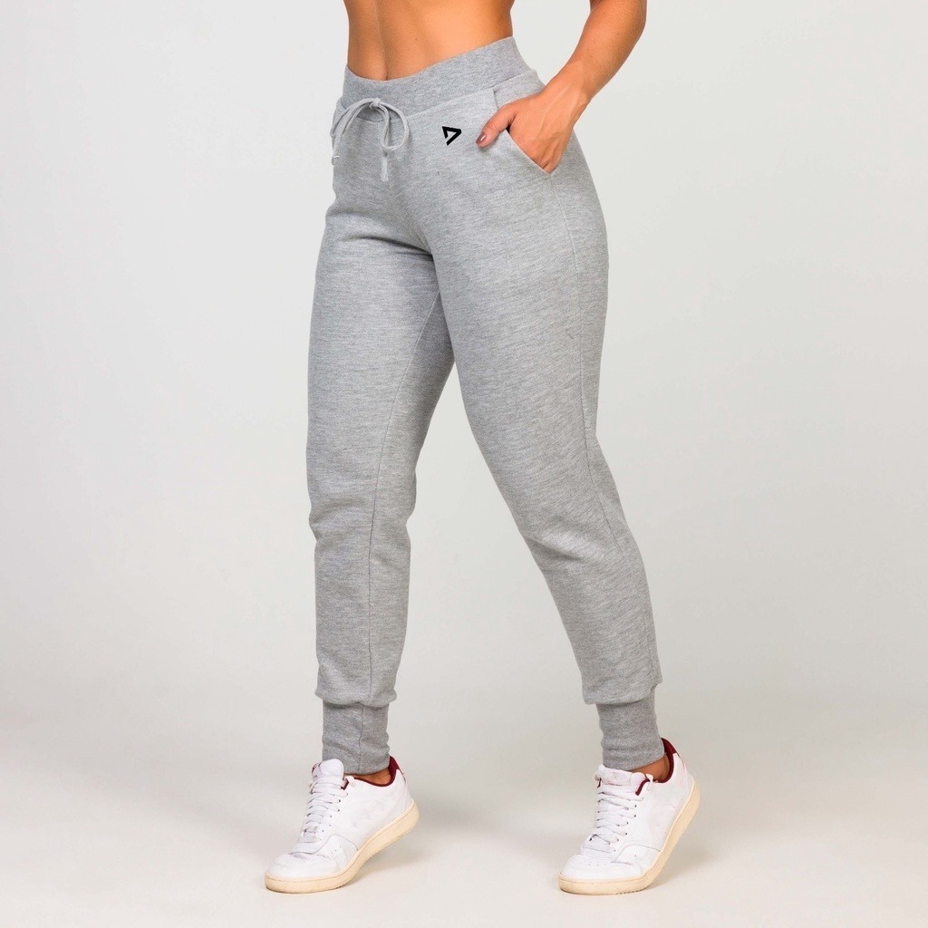 Calça Jogger de Moletom Cinza Claro Mali Revenda
