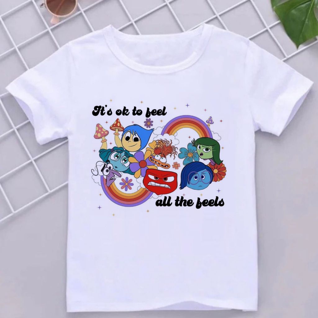 Camiseta Infantil Divertida estampada Divertidamente emoções desenho emoção filme Blusa juvenil presente camisa leve fresca kids personagens estampas legais