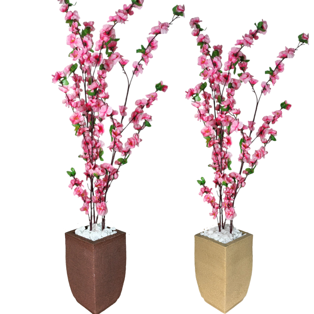Planta Artificial Cerejeira Rosa com Vaso Grande Decorativo Enfeite Casa Sala Escritório