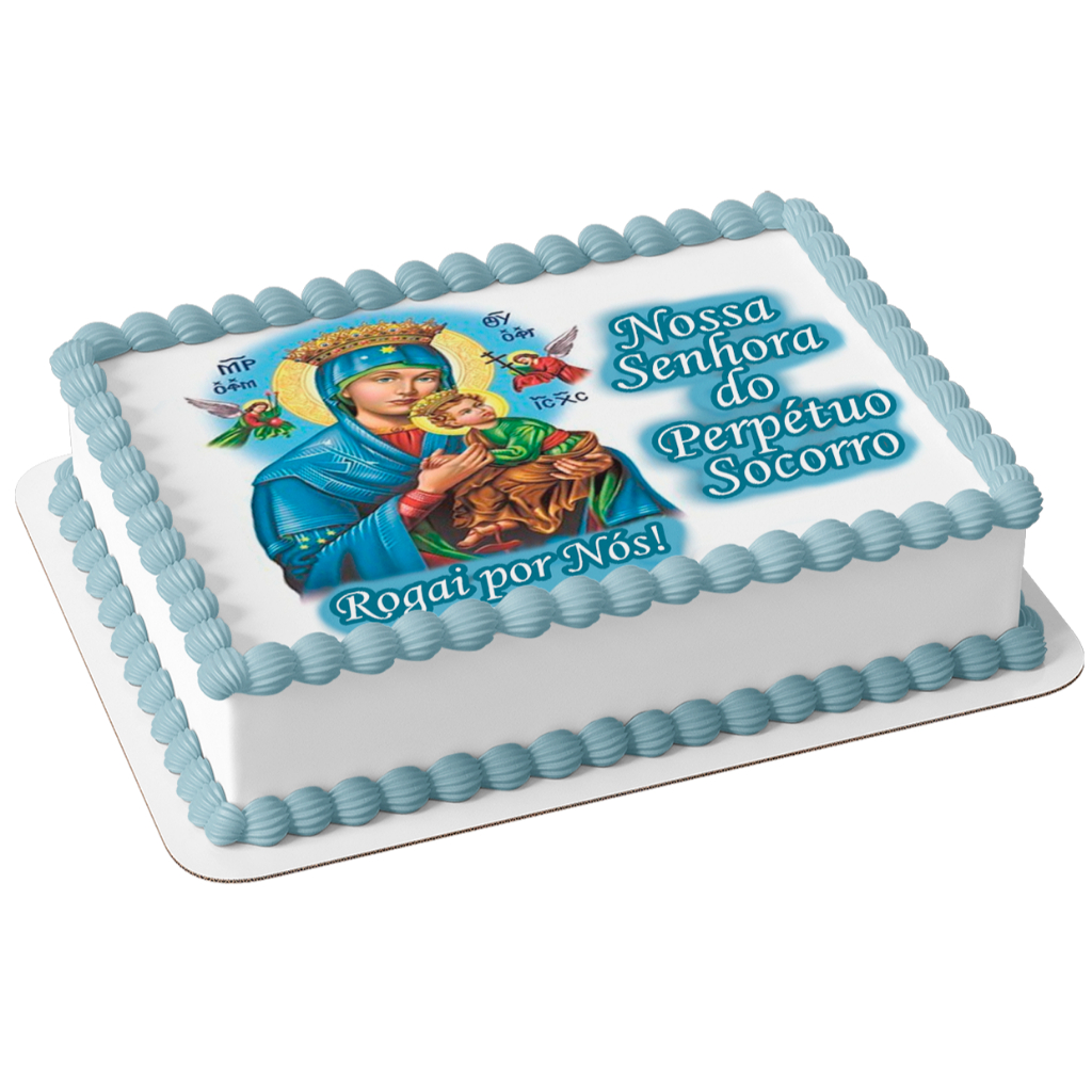 Papel arroz comestível para bolo festa aniversário Nossa Senhora do Perpétuo Socorro