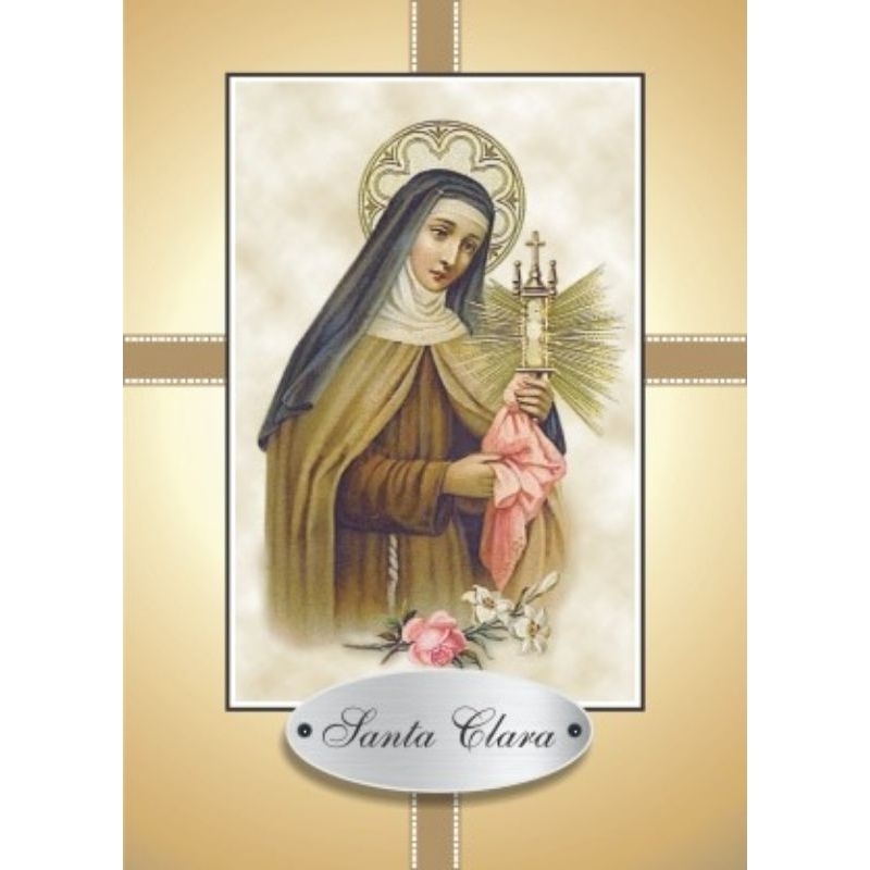 Santa Clara santinho de papel couche 90g fino tamanho 7x10cm