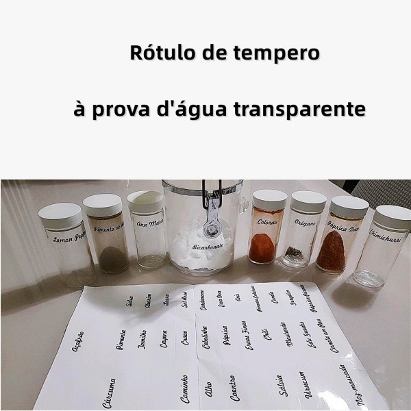 117 Peças  Adesivos No Vinil Transparente Para Potes Organizadores Temperos Mantimentos Organizador 6x2cm