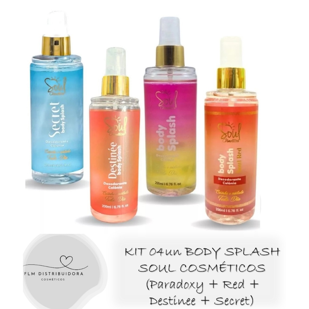 Kit 04un Desodorantes Colônia Body Splash By Virginia Soul Cosméticos (Paradoxy+Red+Secret+Destinee) em Oferta na Shopee
