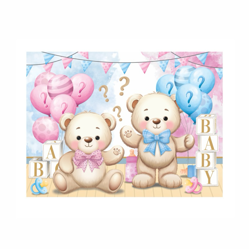 Painel TNT Chá Revelação Ursos 1,00x1,40m Painel Festa Chá Revelação Ursinhos Decoracao Menino ou Menina Boy or Girl