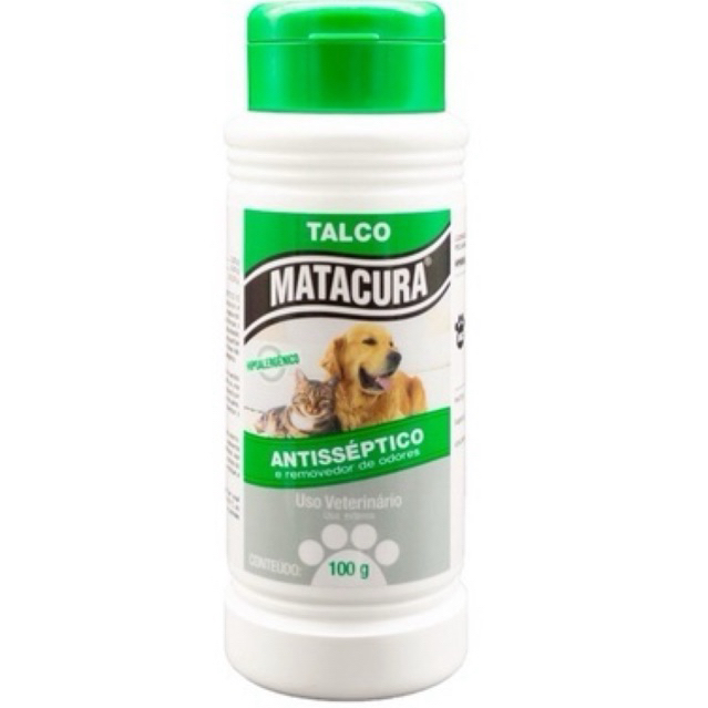 Talco Matacura Para Cães ou Gatos Antisséptico Hipoalérgico 100g em Oferta na Shopee