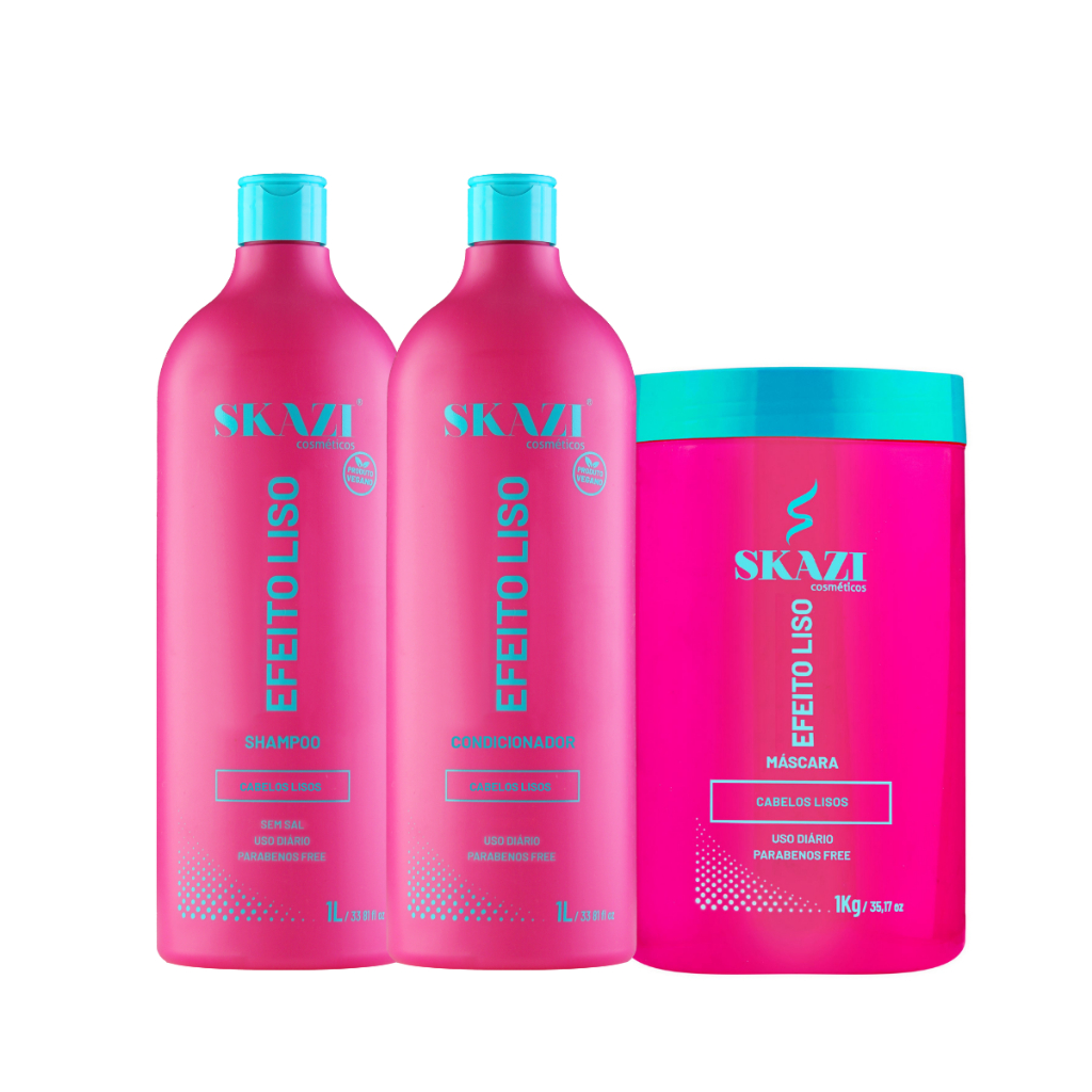 Kit Shampoo Condicionador E Mascara Skazi Cabelos Lisos 1L em Oferta na Shopee