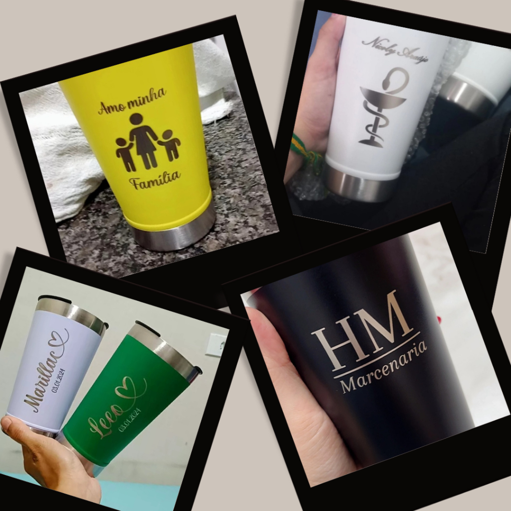 Copo Térmico Personalizado Com Abridor C/ Nome Logo C/ Tampa em Oferta na Shopee