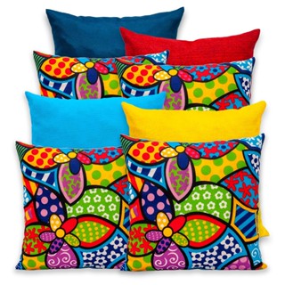 Kit 8 Capas de Almofada Gorgurinho Com Zíper 40x40cm Lisa e Estampada e Lisa em Oferta na Shopee