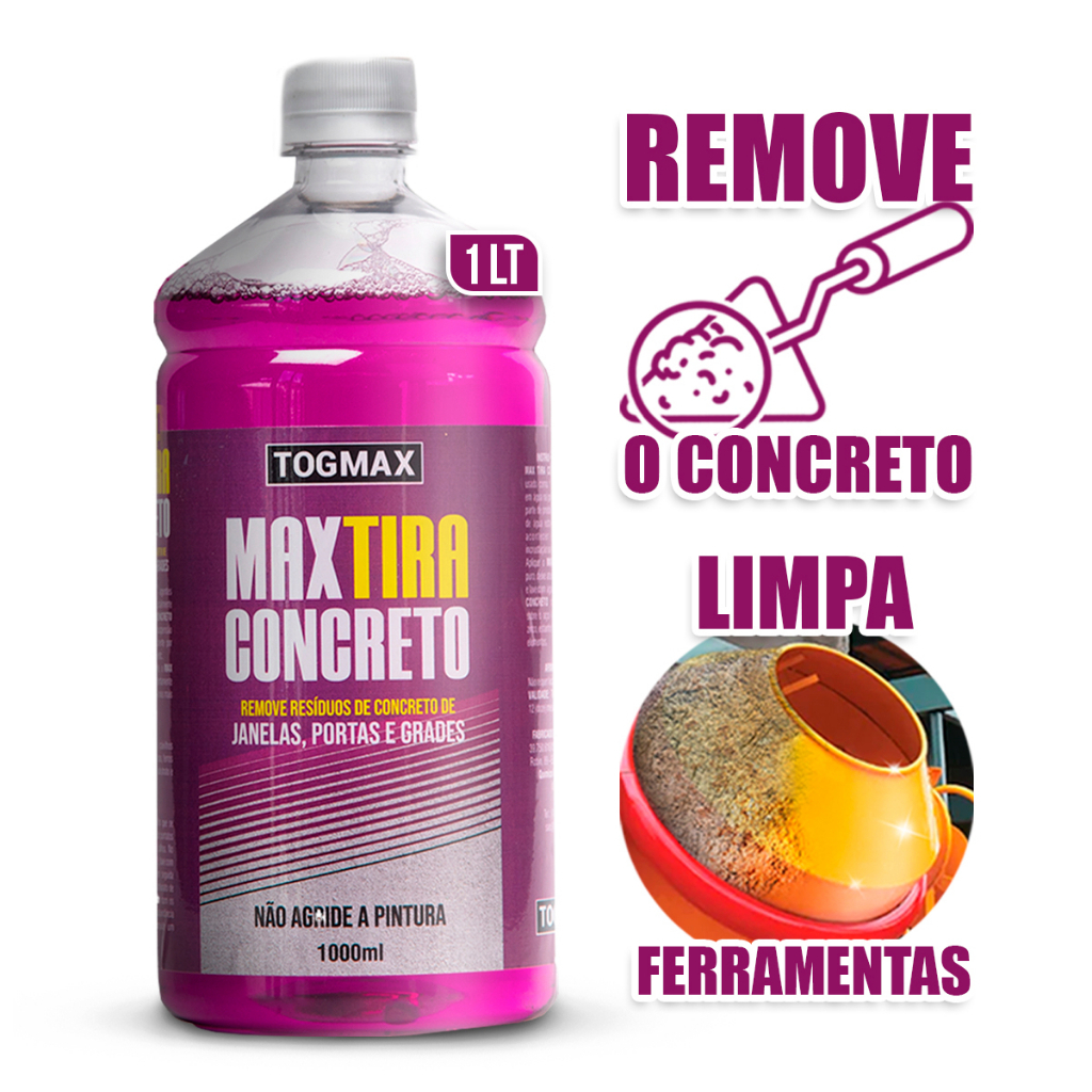 Limpador Removedor Cimento e Concreto 1 Litro Max Tira Concreto Togmax em Oferta na Shopee