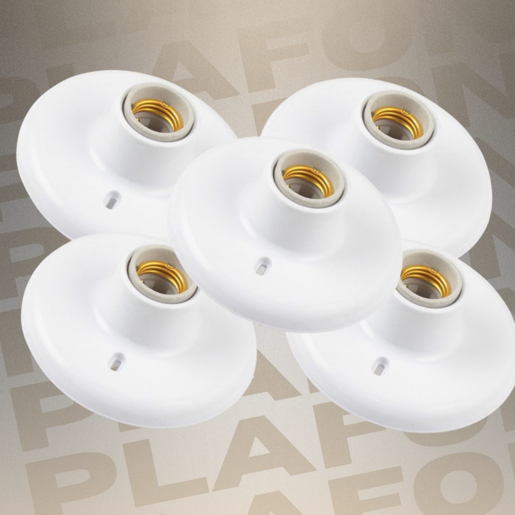Kit 5 Plafon Plafonier Bocal Liso Soquete Lampada Branco Bocal Cerâmico E27 Soquete luminâria