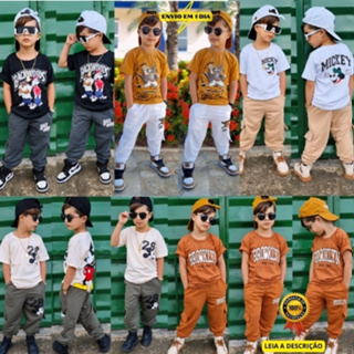 Conjunto Infantil Menino Meia Estação Calça e de Moletinho e Camisa de Malha do 4 ao 12 anos em Oferta na Shopee
