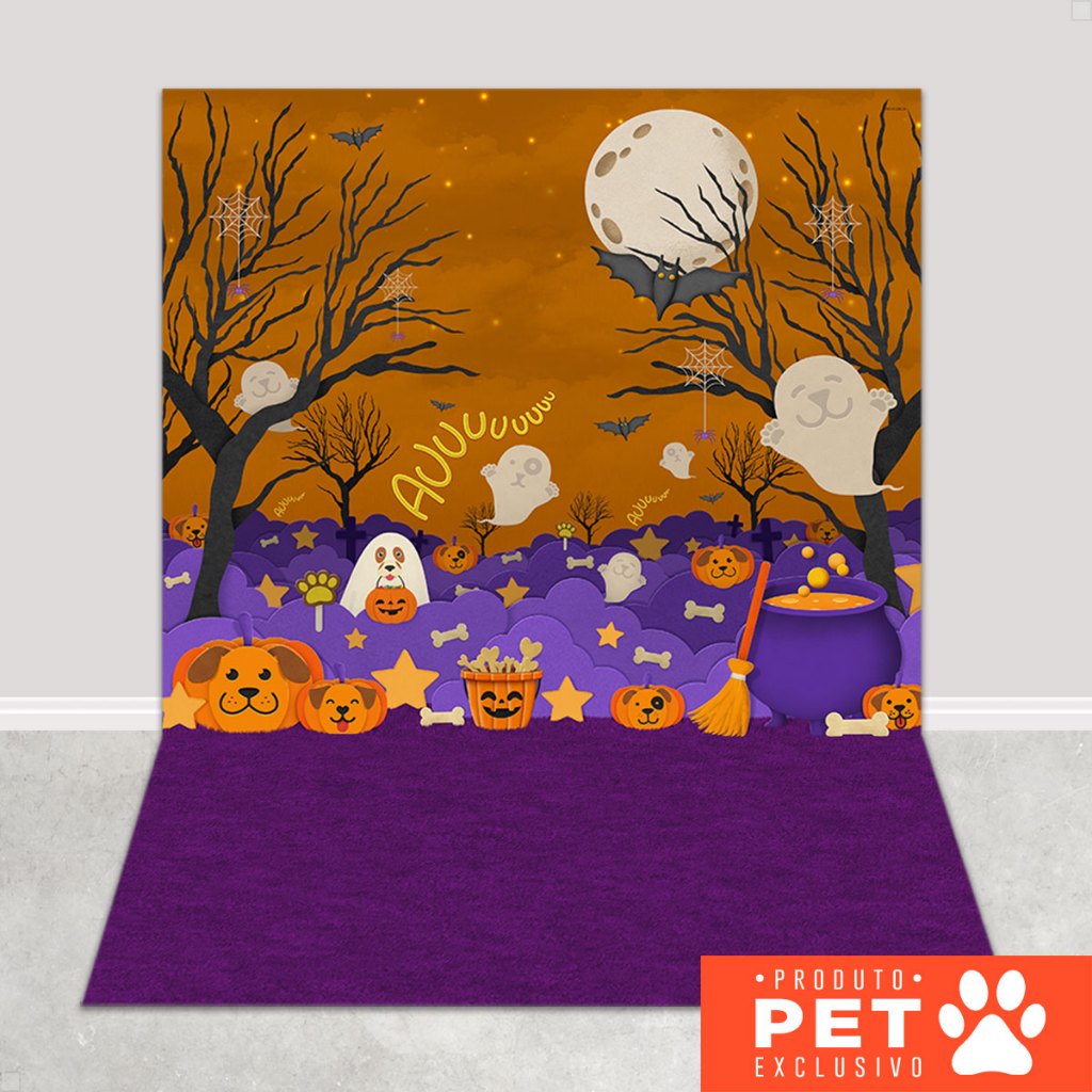 Fundo Fotográfico Pet Halloween Cenário Fantasmas Painel Em Tecido Sublimado 1,20x1,70m - PET-78 em Oferta na Shopee