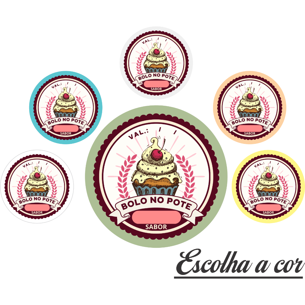 50 100 150 200 UNIDADES ADESIVO ETIQUETA TAG REDONDO 3,5 CM BOLO NO POTE ESCOLHA A COR  A PROVA DE AGUA  AUTO ADESIVA UNIDADES PARA EMBAGENS CAIXAS SAQUINHO PAPEL TERMICO POTES E POTES DE GELADEIRA
