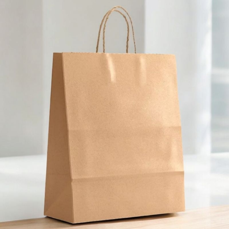 Sacola Papel Kraft Alca M 22x12x34 - Com 10, 50 ou 100 unidades em Oferta na Shopee