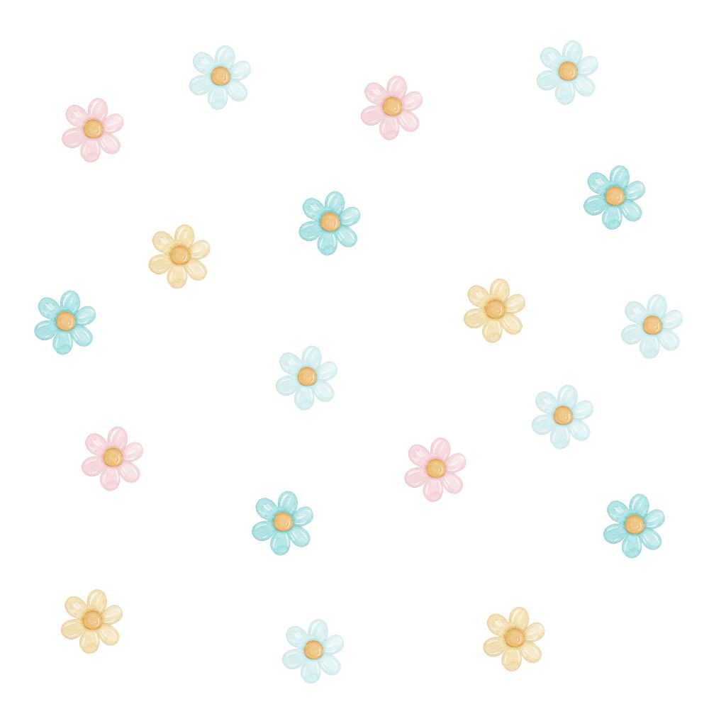Kit 100 Adesivos De Parede Infantil flor Flores Coloridas Margarida Quarto Menina Jardim Aquarela