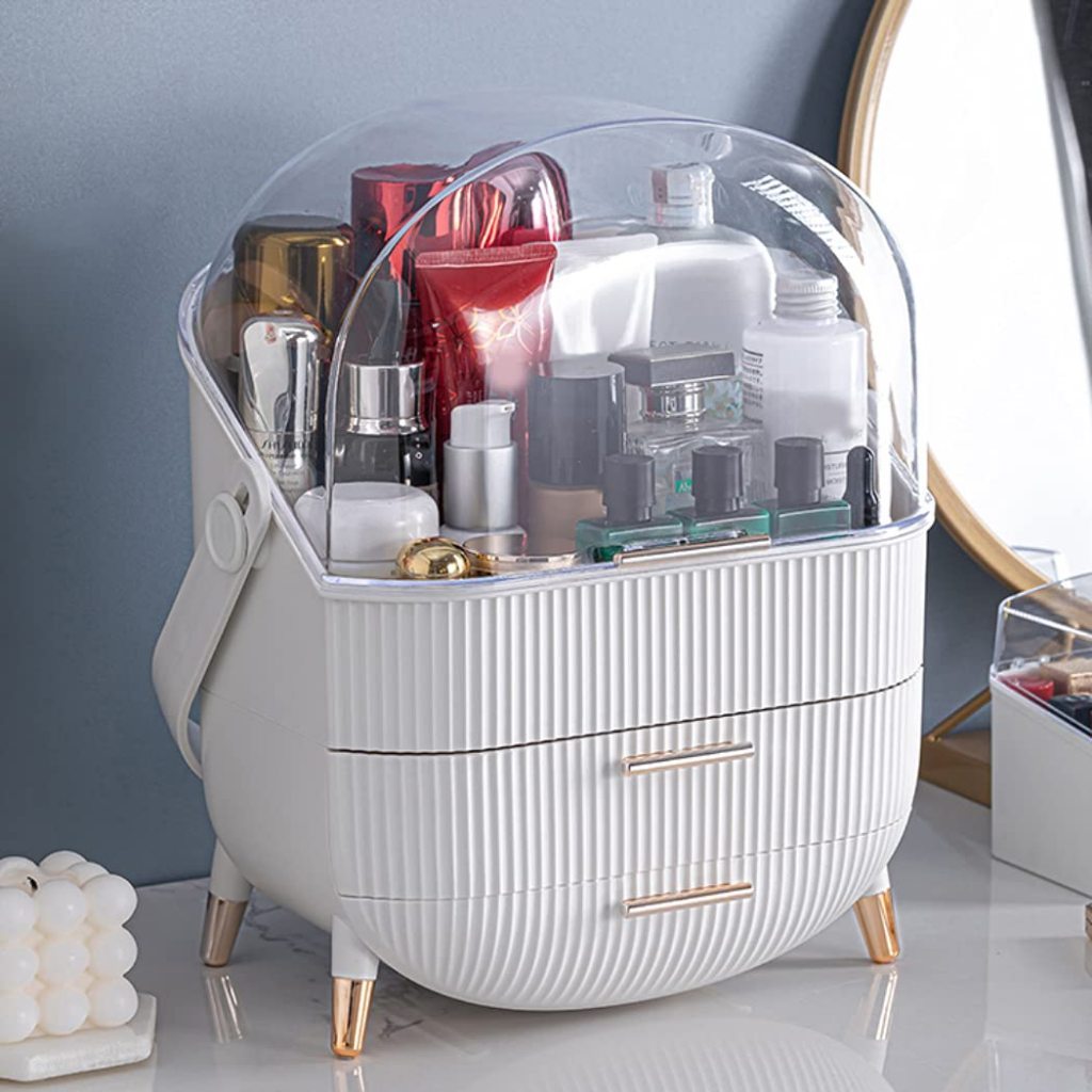 Maleta 3 Compartimentos Maquiagem Cosmético Alça Perfeito para Viagem Cor BrancaRef: LK-17...