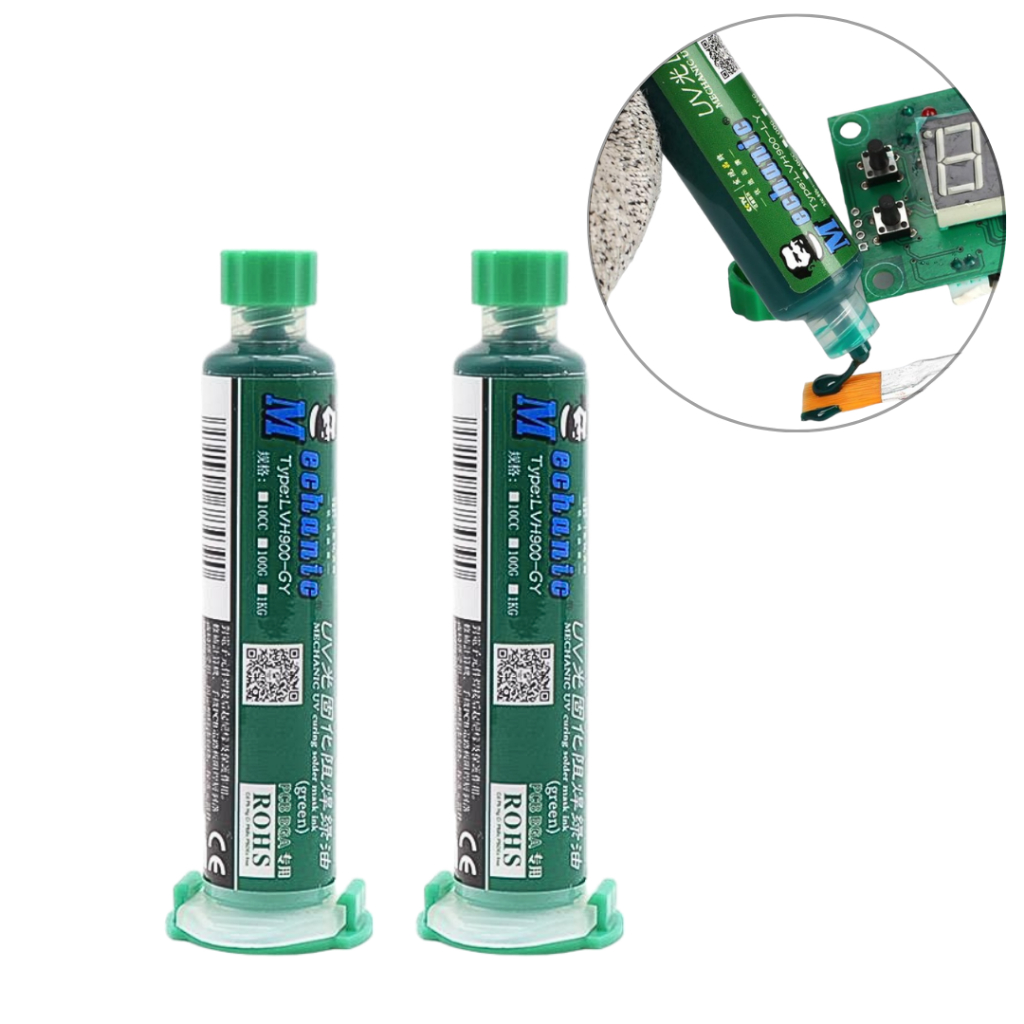 Kit 2 Mascara Uv Tinta Uv Verde  Tinta Para Pcb Bga Placa De Circuito Proteção Isolante  Cura Uv