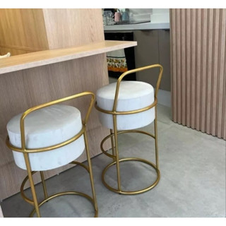 KIT 2 Banqueta Luxo Quarto Puff Sala Escritório Banquinho Veludo Loja Decoração